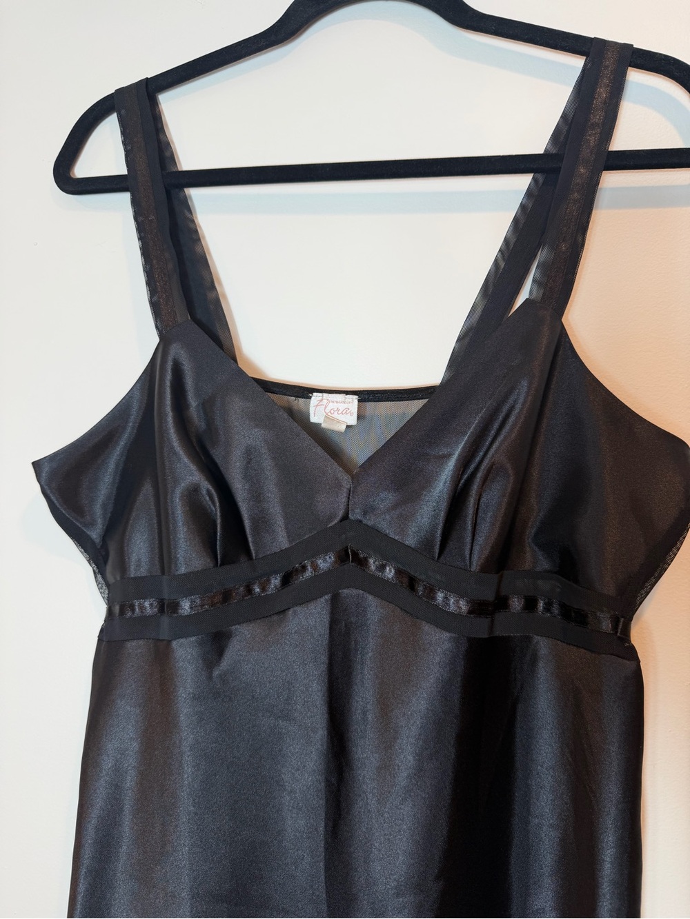 Vintage Intimates by Flora Black Satin Midi Slip/Slip Dress Lingerie Size Large - Picture 2 of 8